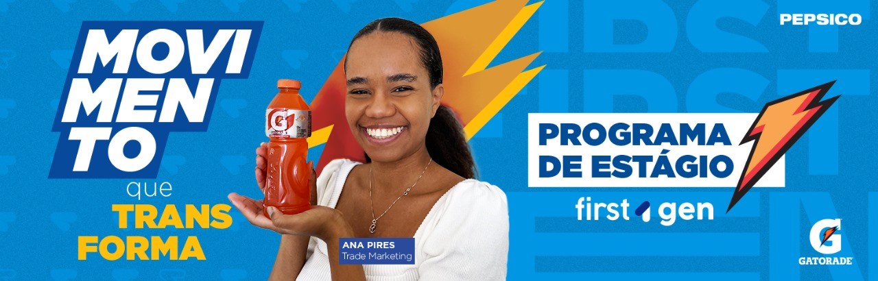 banner com informações do first gen com imagem de uma funcionária pepsico